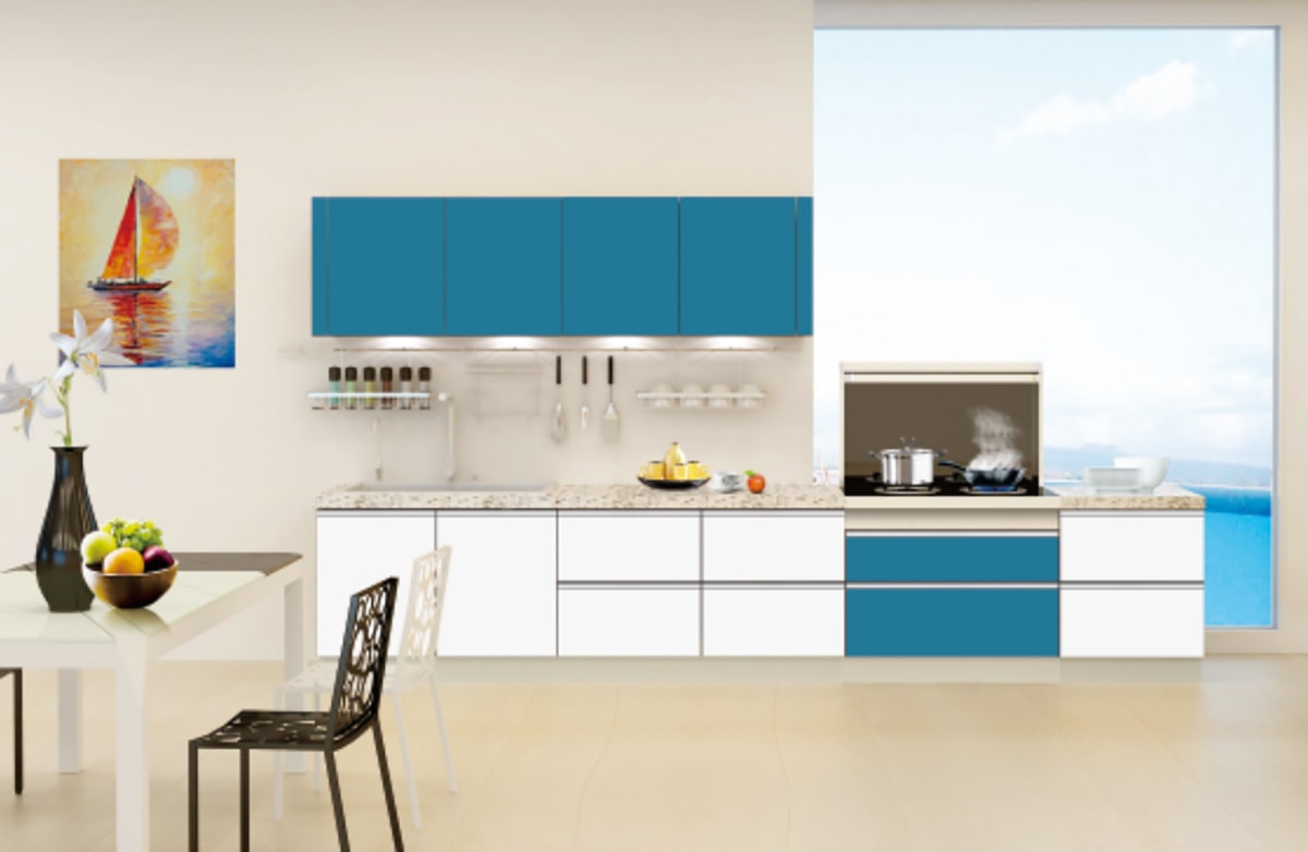 Semi Gloss PETG Kitchen Cabinet with Simple Design LCT-3004 04